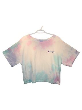 Champion Pastel Tie-Dye Cropped Tee - Pink, Blue, Purple